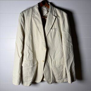 Banana Republic Blazer Sport Coat Mens 44R Beige Cotton Linen